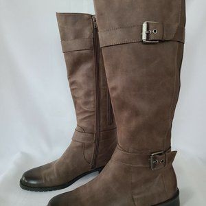 Aerosoles Taupe Buckle Wide Calf Extender Knee High Boots size 9